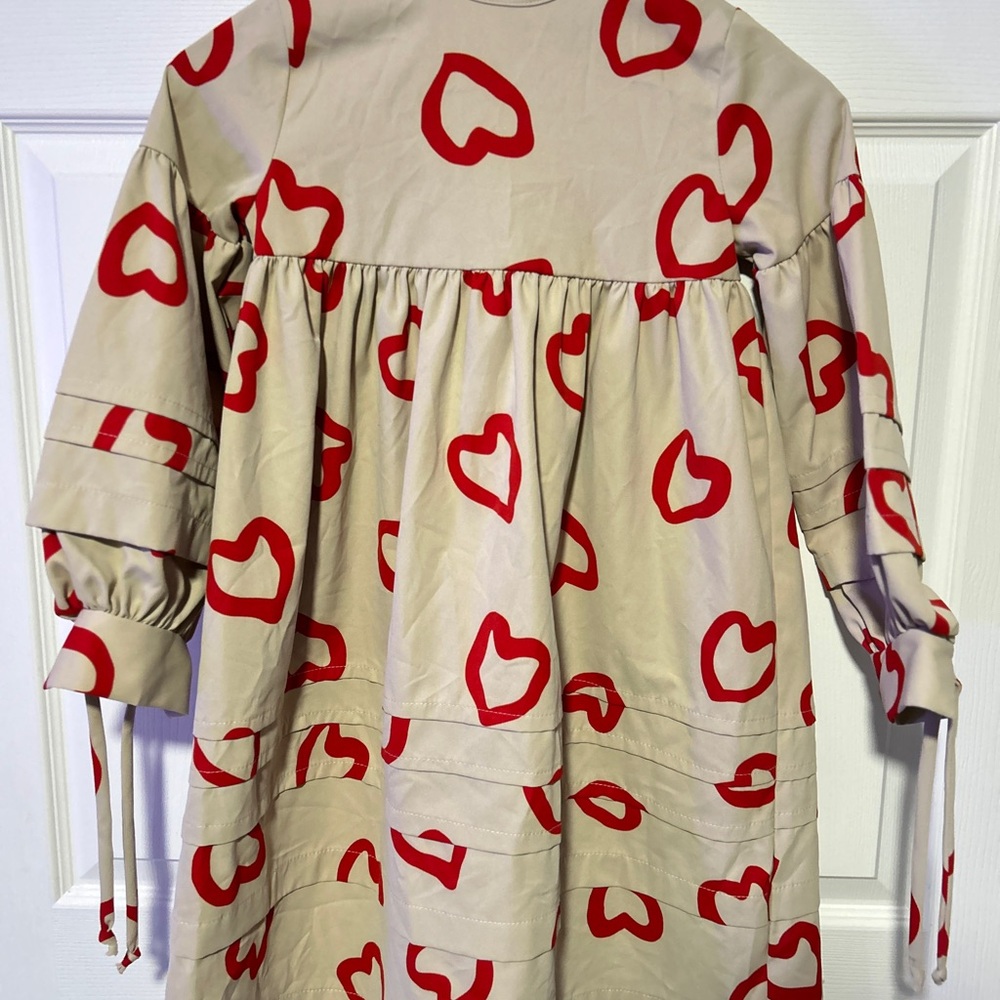 Red Heart Patterned Dress